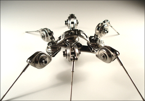 ROBOTIC INSECT TITLED STAINLESS STEEL SPIDER ARMATURE BY ARTIST CHRISTOPHER CONTE